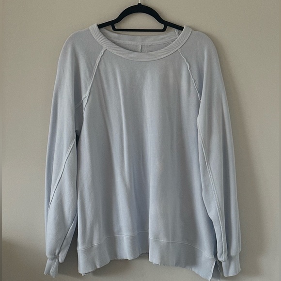 Aerie East West Crewneck Sweatshirt Light Blue - Picture 4 of 5